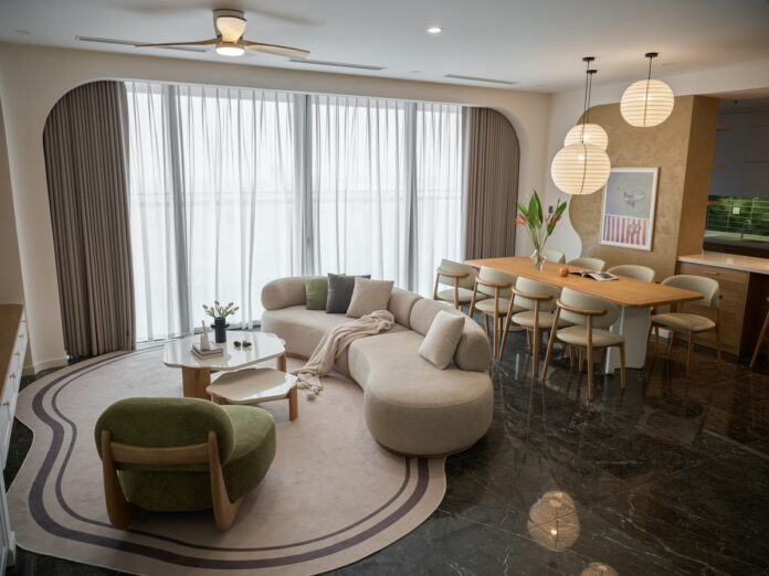 Cải tạo căn hộ 200 m2 tại Hà Nội: Xu hướng nội thất đường cong
